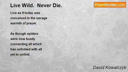 David Kowalczyk - Live Wild.  Never Die.