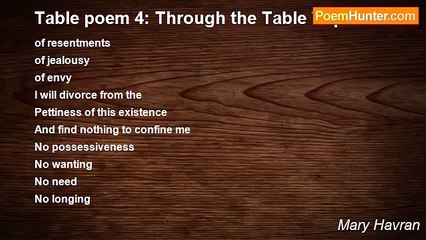 Mary Havran - Table poem 4: Through the Table Top
