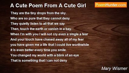 Mary Wismer - A Cute Poem From A Cute Girl