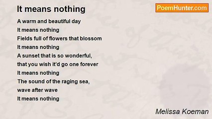 Melissa Koeman - It means nothing