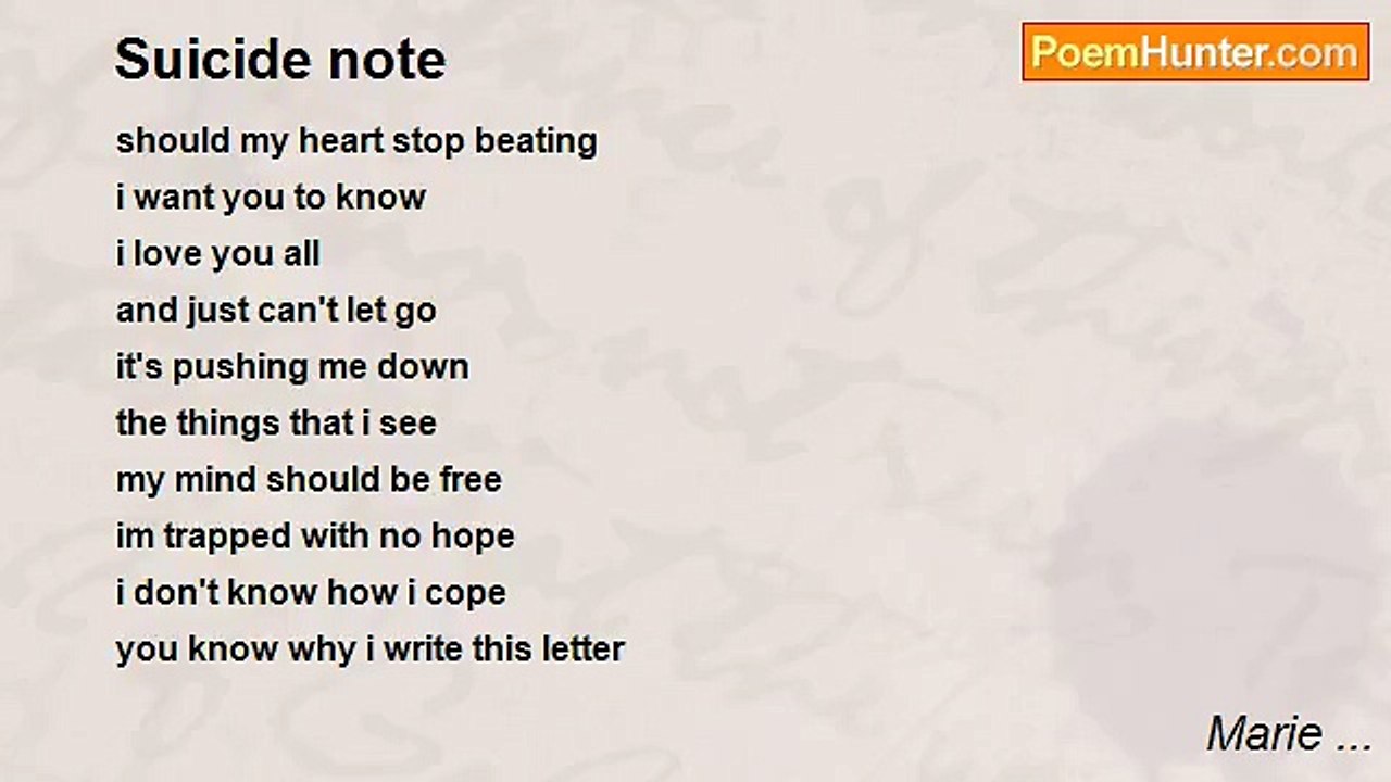 Marie ... - Suicide note