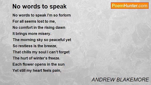 ANDREW BLAKEMORE - No words to speak