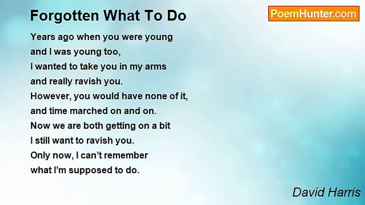 David Harris - Forgotten What To Do