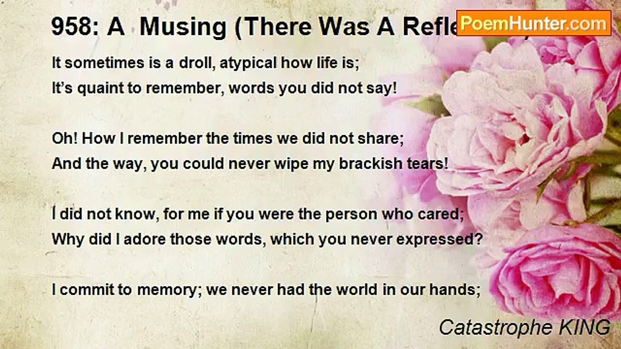 Catastrophe KING - 958: A  Musing (There Was A Reflection)