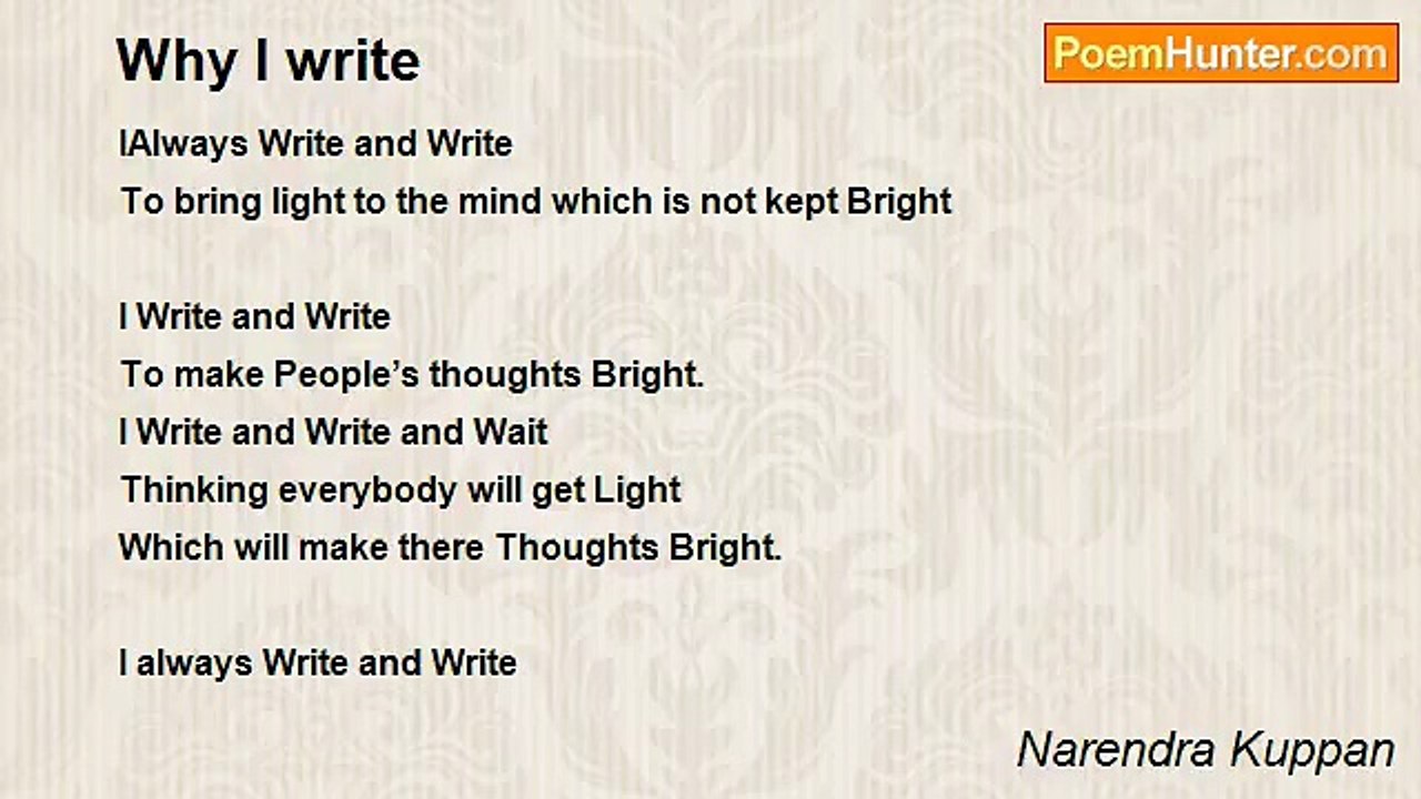 Narendra Kuppan - Why I write