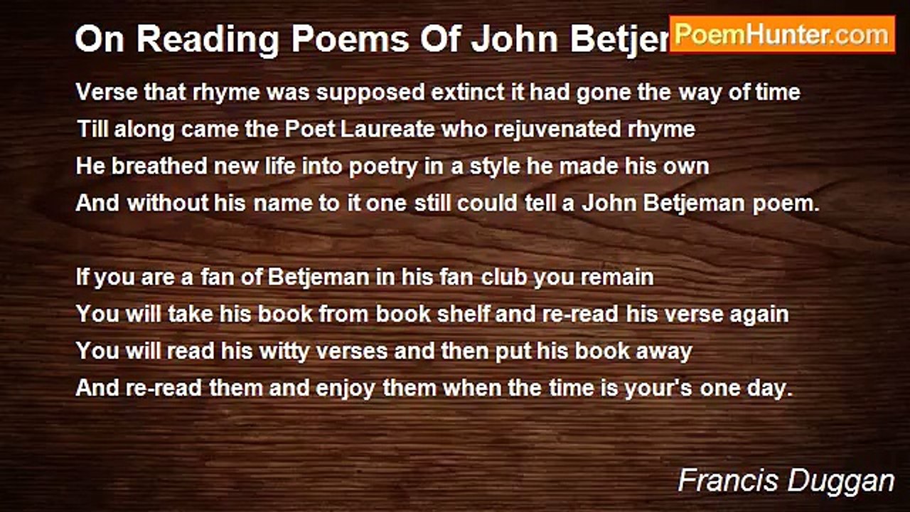 Francis Duggan - On Reading Poems Of John Betjeman