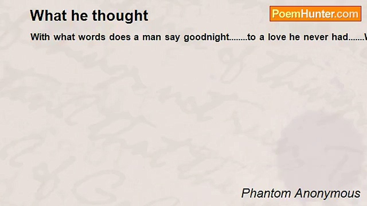 Phantom Anonymous - What he thought
