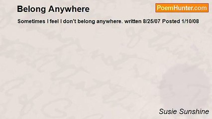 Susie Sunshine - Belong Anywhere