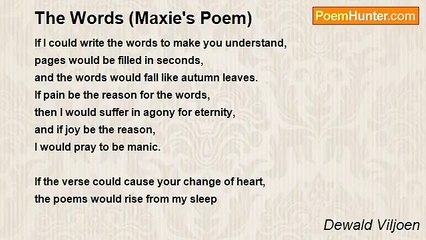 Dewald Viljoen - The Words (Maxie's Poem)