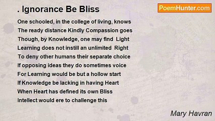 Mary Havran - . Ignorance Be Bliss