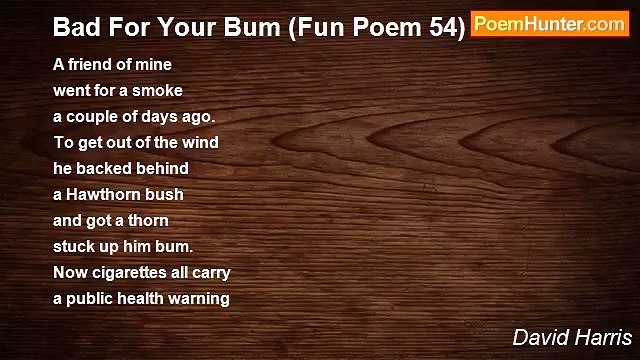 David Harris - Bad For Your Bum (Fun Poem 54)