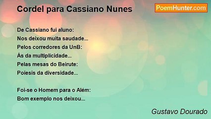 Gustavo Dourado - Cordel para Cassiano Nunes