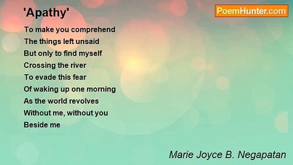 Marie Joyce B. Negapatan - 'Apathy'