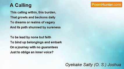 Oyekake Satty (O. S.) Joshua - A Calling