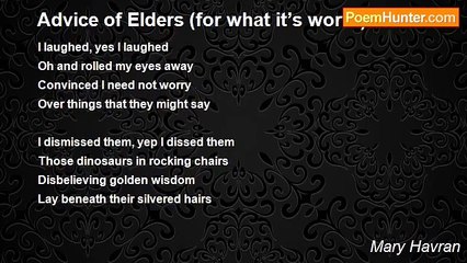 Mary Havran - Advice of Elders (for what it’s worth)