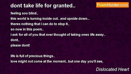 Dislocated Heart - dont take life for granted..