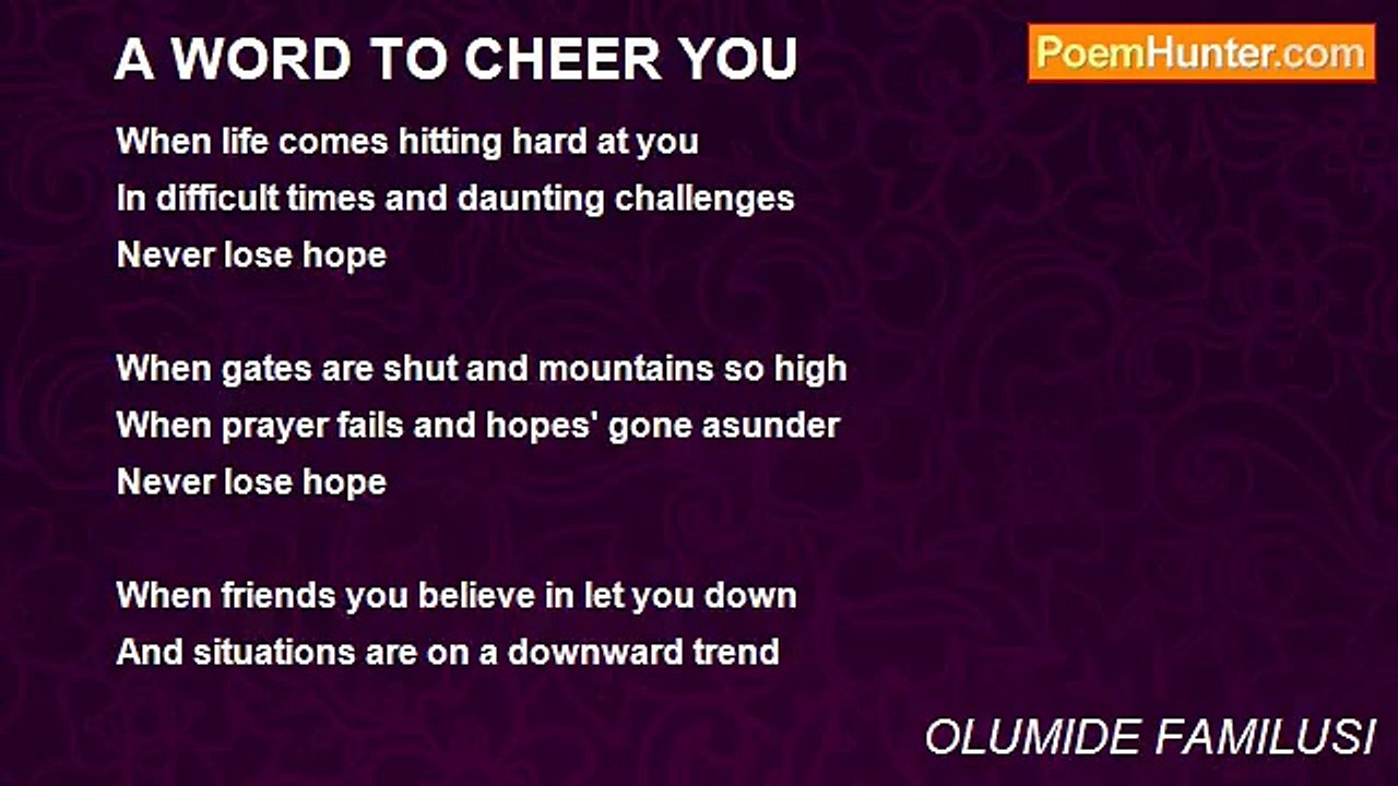 OLUMIDE FAMILUSI - A WORD TO CHEER YOU
