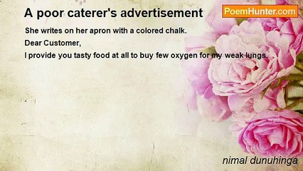 nimal dunuhinga - A poor caterer's advertisement