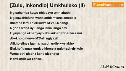 LLM Mbatha - [Zulu, Inkondlo] Umkhuleko (II)