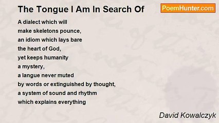 David Kowalczyk - The Tongue I Am In Search Of