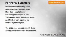 ANDREW BLAKEMORE - For Forty Summers