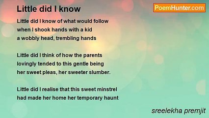 sreelekha premjit - Little did I know