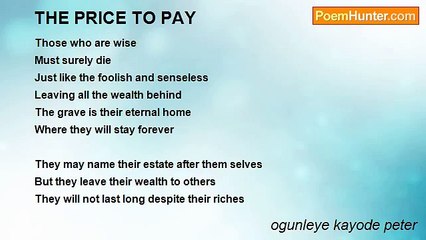 ogunleye kayode peter - THE PRICE TO PAY