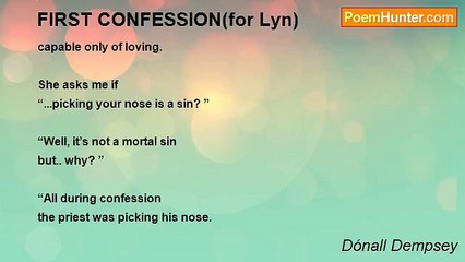 Dónall Dempsey - FIRST CONFESSION(for Lyn)