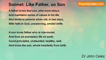 Dr John Celes - Sonnet: Like Father, so Son