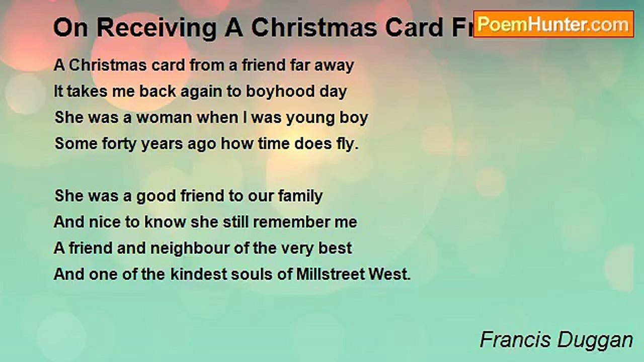 Francis Duggan - On Receiving A Christmas Card From Nora