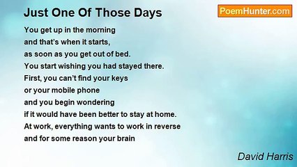David Harris - Just One Of Those Days