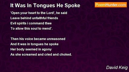 David Keig - It Was In Tongues He Spoke