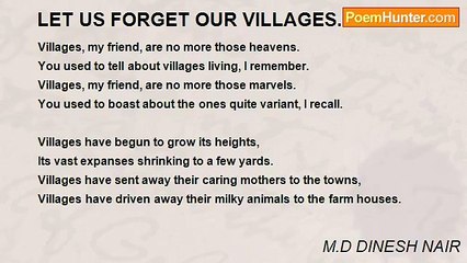 M.D DINESH NAIR - LET US FORGET OUR VILLAGES...