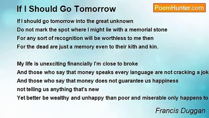 Francis Duggan - If I Should Go Tomorrow