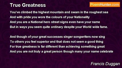 Francis Duggan - True Greatness