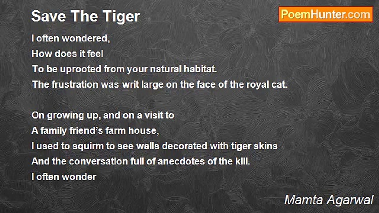 Mamta Agarwal - Save The Tiger