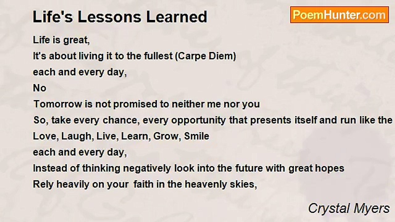 Crystal Myers - Life's Lessons Learned