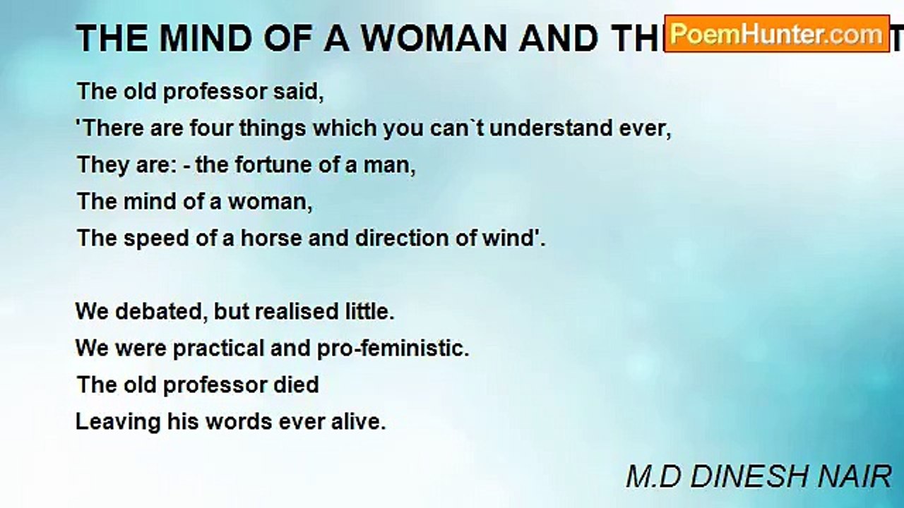 M.D DINESH NAIR - THE MIND OF A WOMAN AND THREE OTHER THINGS