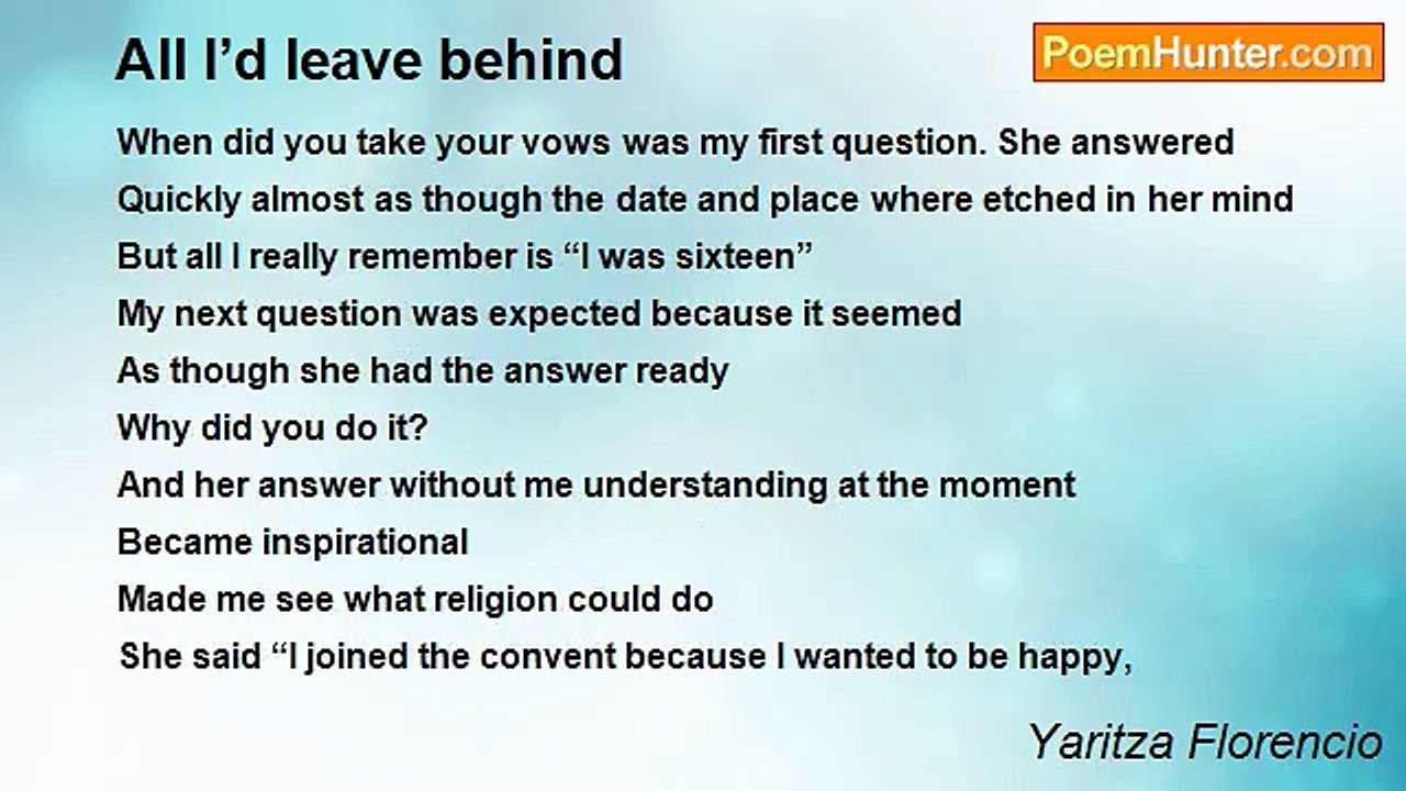 Yaritza Florencio - All I’d leave behind