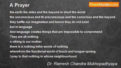 Dr. Ramesh Chandra Mukhopadhyaya - A Prayer