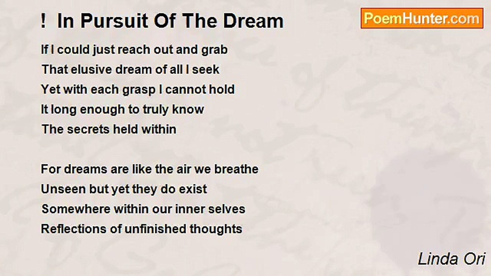 Linda Ori - !  In Pursuit Of The Dream