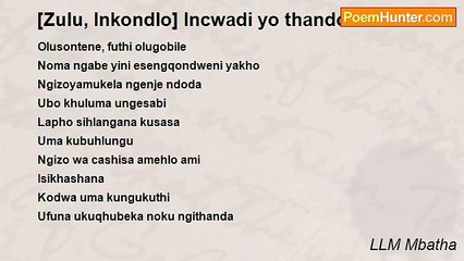 LLM Mbatha - [Zulu, Inkondlo] Incwadi yo thando