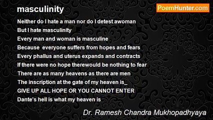 Dr. Ramesh Chandra Mukhopadhyaya - masculinity