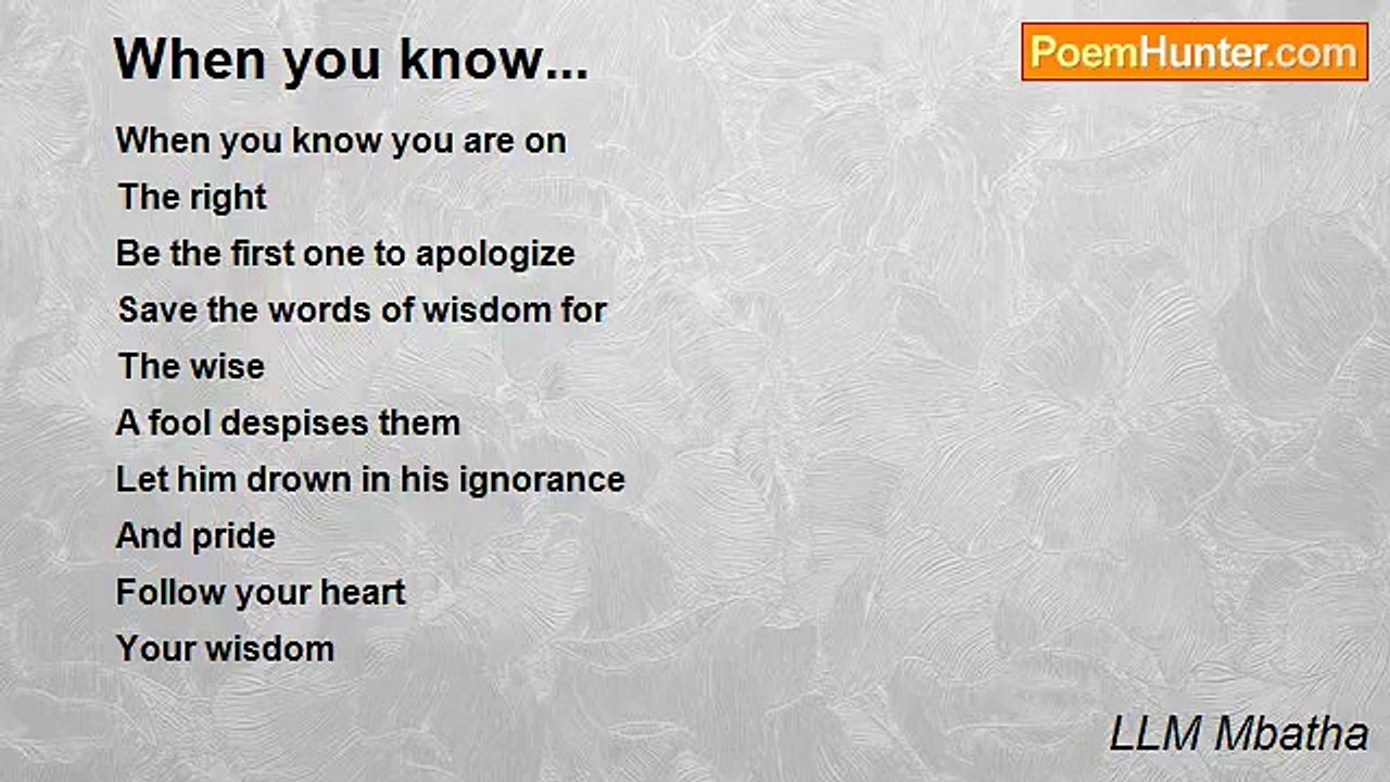 LLM Mbatha - When you know...