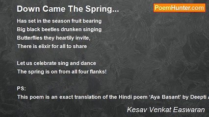 Kesav Venkat Easwaran - Down Came The Spring...