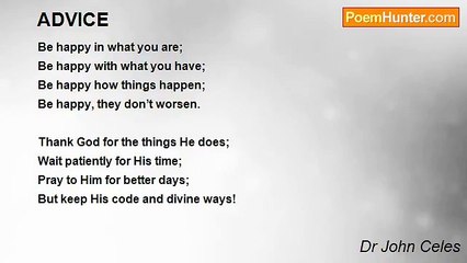 Dr John Celes - ADVICE