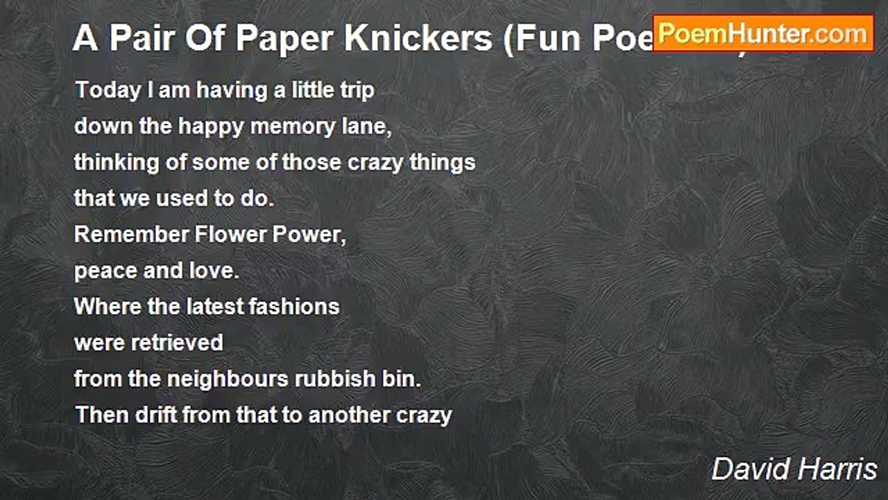 David Harris - A Pair Of Paper Knickers (Fun Poem 75)