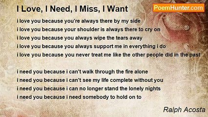 Ralph Acosta - I Love, I Need, I Miss, I Want