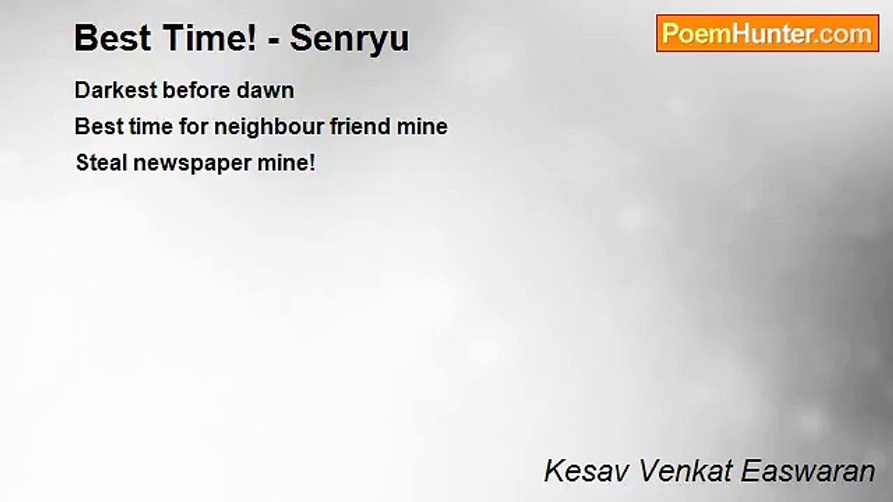Kesav Venkat Easwaran - Best Time! - Senryu