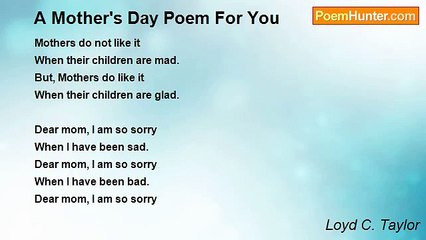 Loyd C. Taylor - A Mother's Day Poem For You